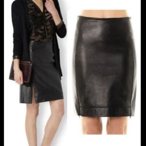 Diane Von Furstenberg Rita Two All Over Black Leather Skirt